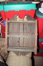 Vintage Wooden Wall-Mounted Spice Rack With Carved Edges