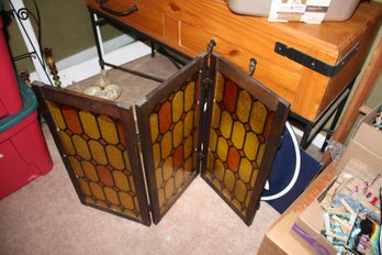 Tiffany-Style 3-Panel Stained Glass Fireplace Screen