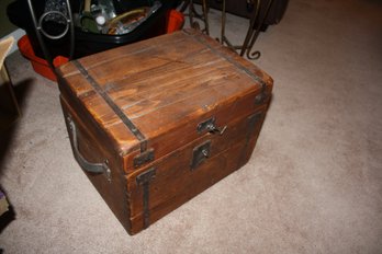 Vintage Wooden Trunk Quinn 1894  Antique Campaign Chest
