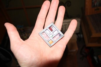 Handcrafted Geometric Stained Glass Ornament  Red, Green & Orange