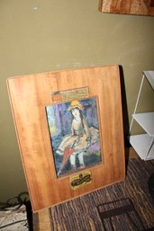 Vintage Union-Made Cigar Box Artwork  Framed Fauvist-Style Young Girl With Umbrella