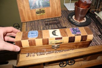 Handcrafted Decorative Wooden Puzzle Box With Moon Motif And Numeric Grid