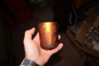 Fall-Themed Electroplated Glass Tea Light Candle Holder With Leaf Design