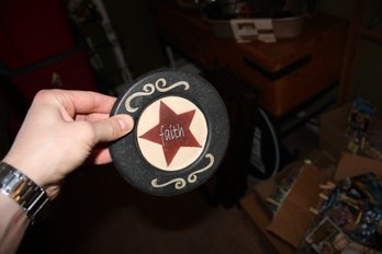 Karen Schwaz Signed Decorative Faith Star Drink Coaster