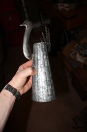 Vintage Galvanized Metal Bird-Shaped Vase