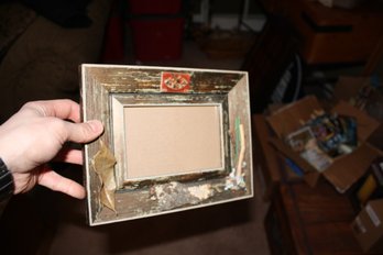 Rustic Distressed Wooden Picture Frame With Leaf And Twig Details