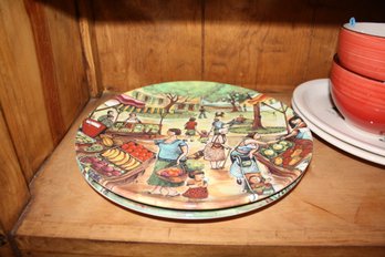 Brunelli Italian Market Scene Collectible Salad Plates