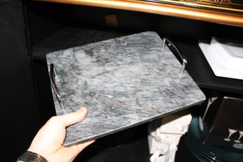 Black Marble Serving Tray With Handles
