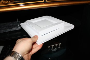Set Of White Square Disposable Plastic Plates