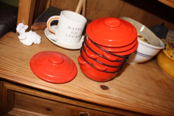 Miniature Ceramic Cocottes With Lids  Bruntmor/Parini Style