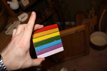 Handmade Rainbow-Striped Fused Glass Panel