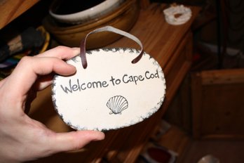 Welcome To Cape Cod Decorative Hanging Sign  Beach Theme
