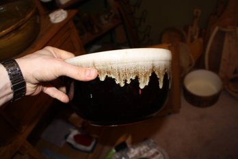 Vintage Stoneware Bowl  Gourmet Brown Drip Glaze