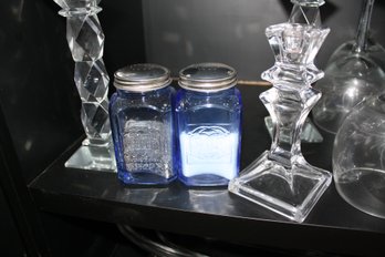 Vintage Cobalt Blue Glass Salt & Pepper Shakers,