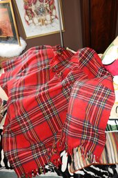 Red Tartan Plaid Fringe Throw Blanket