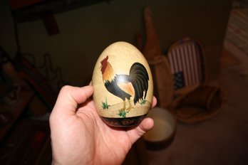 Hand-Painted Rooster Decorative Faux Egg