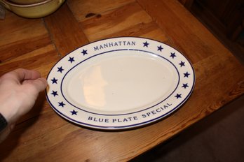 Vintage Homer Laughlin Manhattan Blue Plate Special Oval Platters