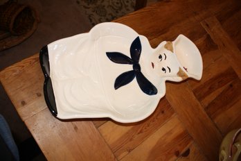 Vintage American Bisque Ceramic Figural Sailor Planter/Dish