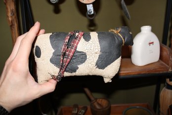 Handmade Primitive Folk Art Cow Sculpture