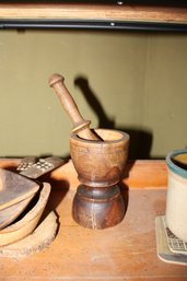 Traditional Wooden Mortar And Pestle Set