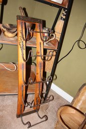 Rustic Wooden Wine Bottle & Glass Rack