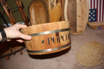 Vintage Spaulding & Frost Wooden Popcorn Barrel Bowl