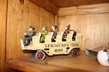 Vintage Seeing New York Cast Iron Toy Bus REPRODUCTION