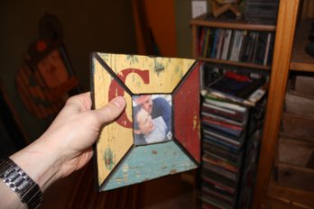 Distressed Multi-Colored Geometric Wooden Picture Frame