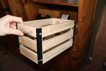 Rustic Wooden Crate Planter With Metal Corner Brackets