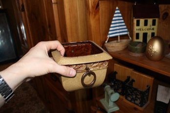 Haeger Pottery Square Ceramic Planter With Ring Handles