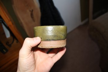 Handcrafted Japanese-Style Studio Pottery Tea Bowl (Yunomi) With Green Glaze