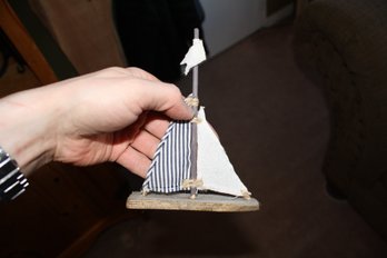 Handcrafted Driftwood Sailboat Decorative Ornament