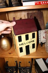 Rustic Mustard House-Shaped Canister