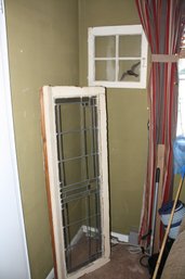 Antique Arts & Crafts / Mission-Style Glass Window Or Cabinet Door