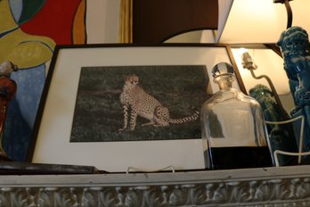Framed Cheetah Photograph In Savanna Landscape