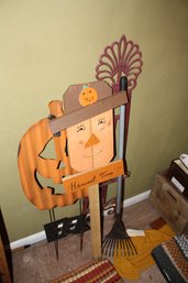 Primitive Wooden Scarecrow Stake  Fall & Halloween Dcor