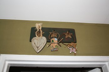 Rustic Wooden Wall Hanging With Heart, Star & Painted Sign