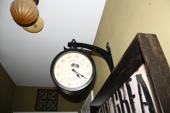 Vintage-Style Double-Sided Wall Clock  Train Station Design Untested