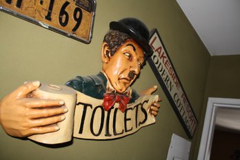 Charlie Chaplin Plaster Wall Plaque  Toilet Sign Decor