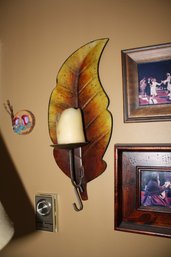 Leaf-Shaped Decorative Wall Sconce  Candle Holder Accent