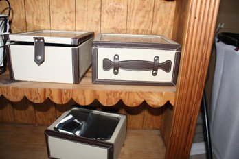 White Leatherette Decorative Storage Boxes With Clear Top