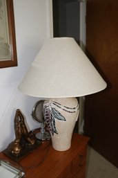 Southwest Style Ceramic Table Lamp With Feather Motif