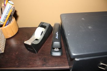 Black Swingline Desktop Stapler With Scotch Tape Dispenser Pair