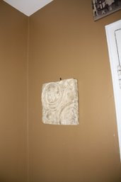 Carved Stone Architectural Plaque With Floral Motif, Decorative Relief Tile
