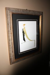 Erte Ready For The Ball Art Deco Serigraph Print In Gold Frame