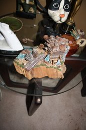 Handcrafted Miniature Rustic Cabin Diorama Needs TLC