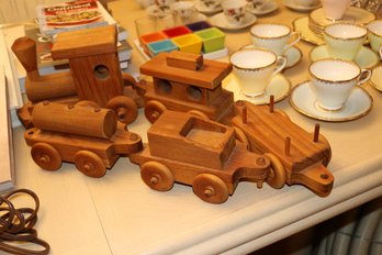 Handcrafted Solid Hardwood Wooden Toy Train Set