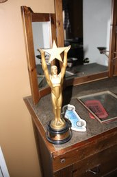 Gold-Toned Little Golden Man Trophy Statuette With Personalized Inscription