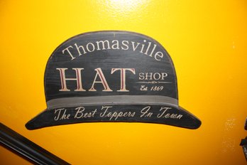 Thomasville Hat Shop Vintage Advertising Sign  Established 1869