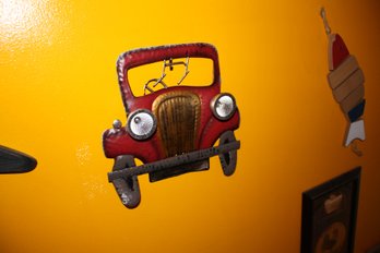 Red Car Metal Wall Art